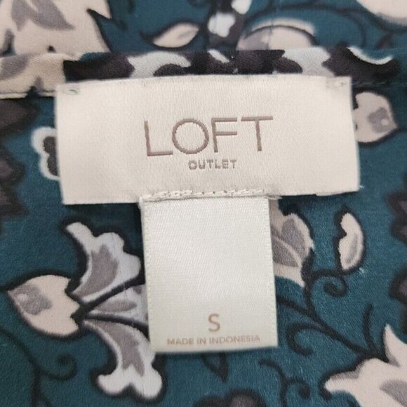 LOFT Green Long Bell Sleeve Baby Doll Tunic Top Women's Small - Picture 6 of 7